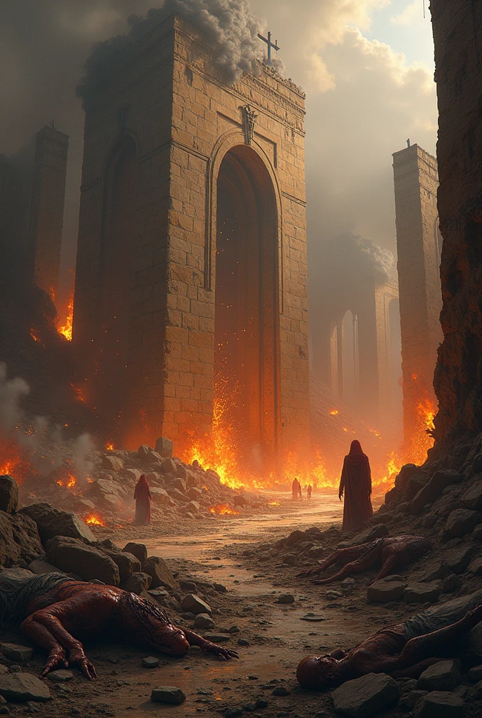 world ending in fire and solomon&#39;s temple in ruins and the demon dead