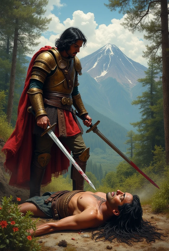 Spanish colonizer killing Mapuche