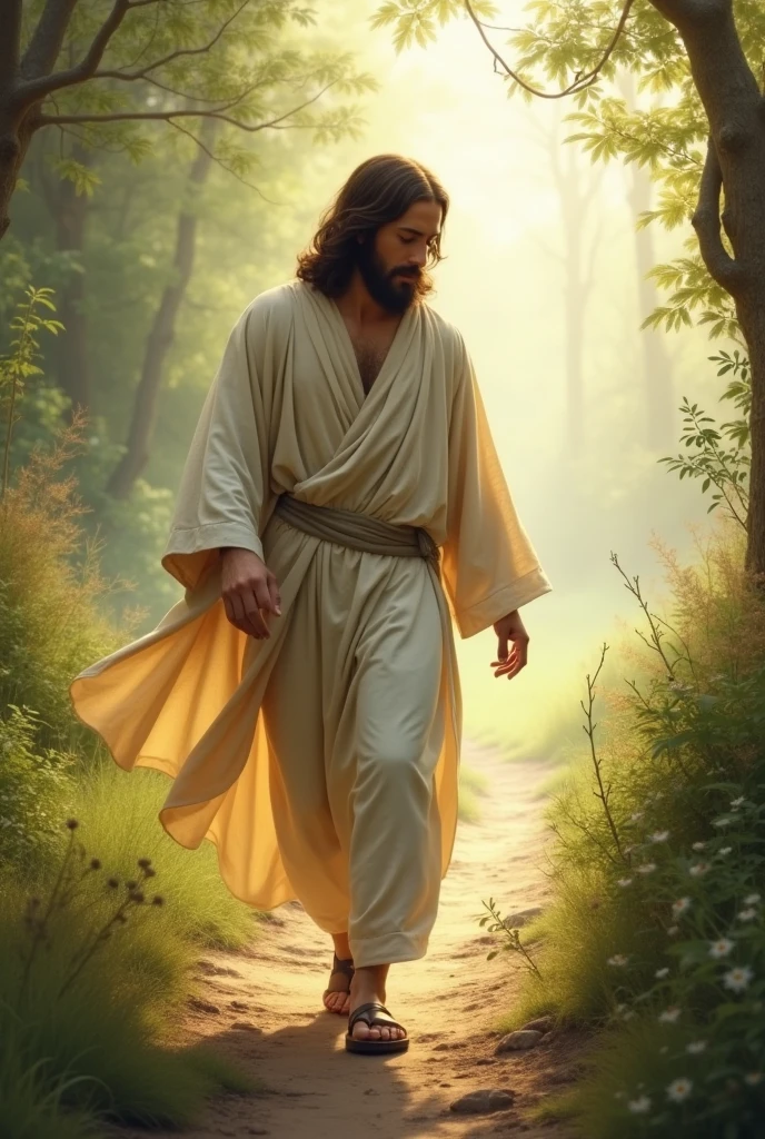 jesus walking backwards