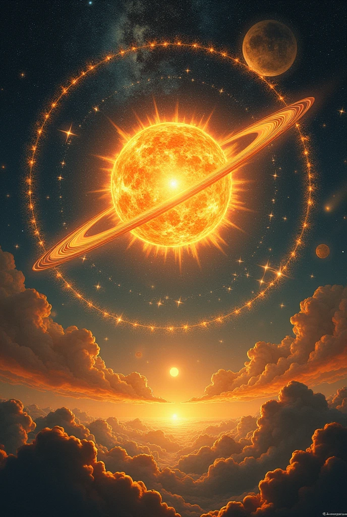2 And I measured their goings and compared their light, and saw that the sun's light is greater than the moon's 3 Its circle and the wheels on which it goes always, like a wind going past with very marvellous speed, and day and night it has no rest [note: Cf "Rapid Transit"] 4 Its passage and return are accompanied by four great stars, and each star has under it a thousand stars, to the right of the sun's wheel, and by four to the left, each having under it a thousand stars, altogether eight thousand, issuing with the sun continually 5 And by day fifteen myriads of angels attend it, and by night a thousand 6 And six-winged ones issue with the angels before the sun's wheel into the fiery flames, and a hundred angels kindle the sun and set it alight.
