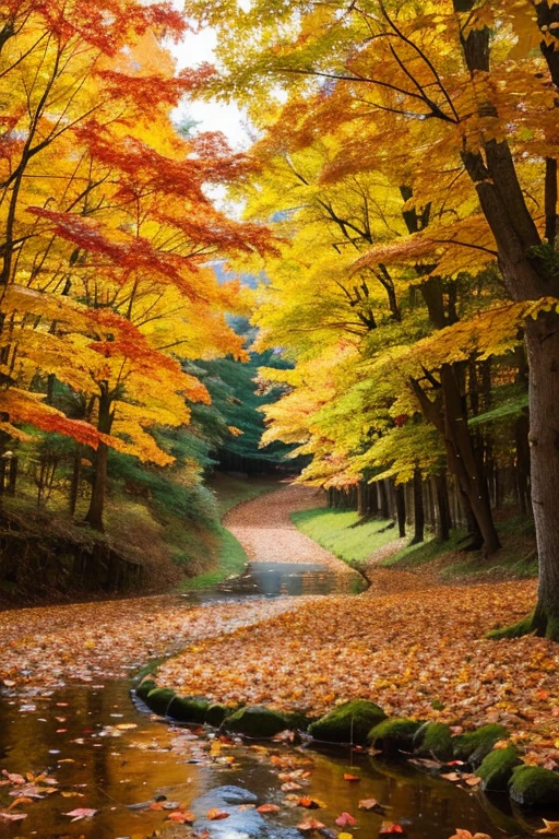 forest、autumn leaves