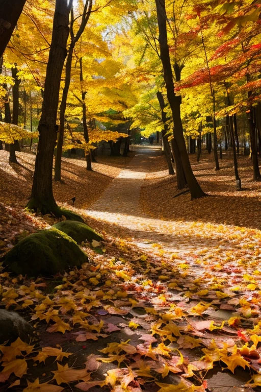 forest、autumn leaves
