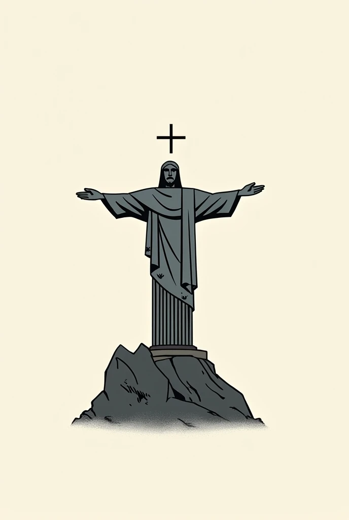 Create a logo using Christ the Redeemer in outline and drawing form, mixing with some rock item