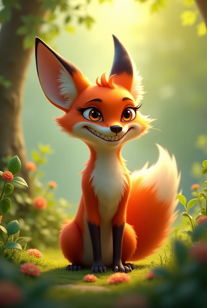 An animated image of a fox with a mischievous smile