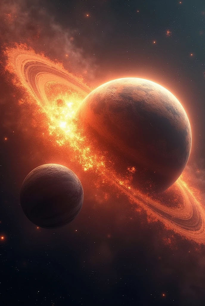 Create a video of the universe with 2
planets colliding into eachother
