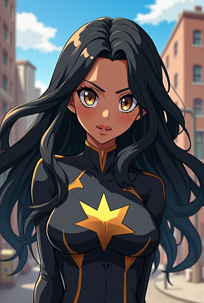 my hero academia anime black girl black hair brown eyes
