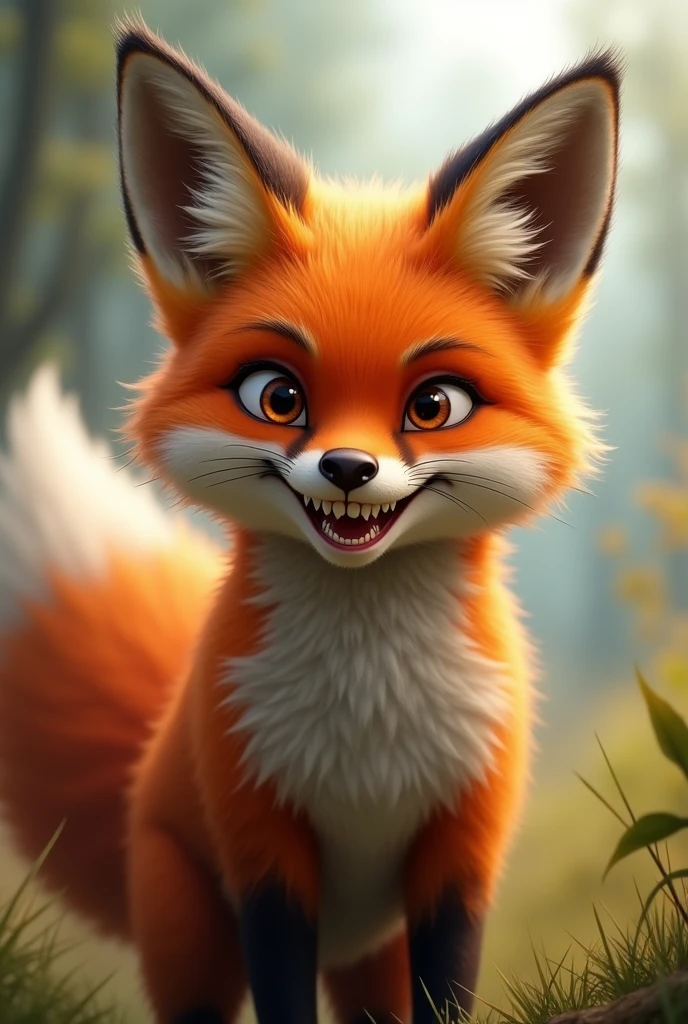 An image of a fox with a very mischievous smile