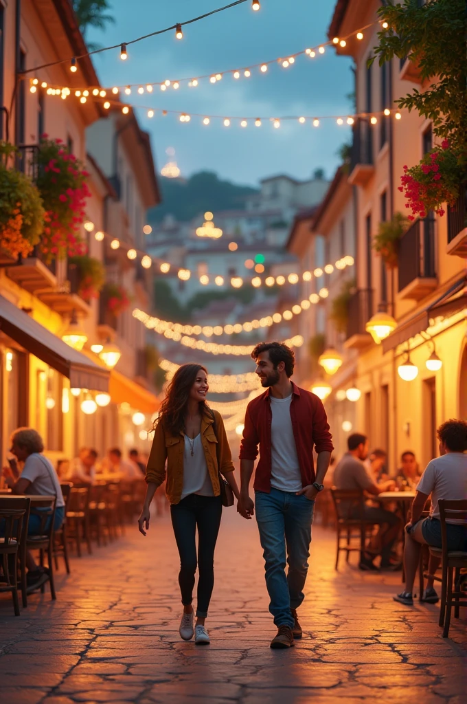 supper: A little city. Lara and her friend João are in the central square.