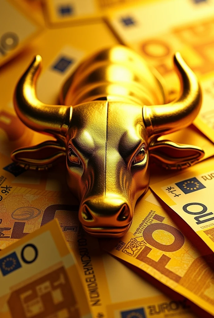 Original Red Bull emblem with Euro banknotes all in gold color