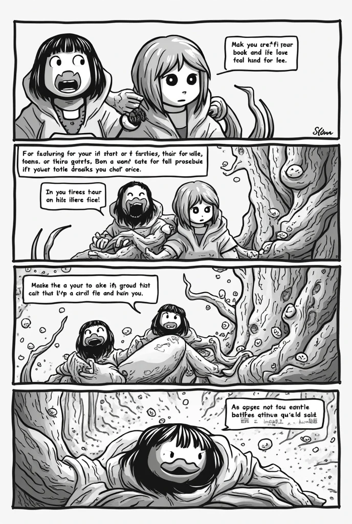 a 5-comic strip with dialogue , talking about the work " the car of the boat of hell"