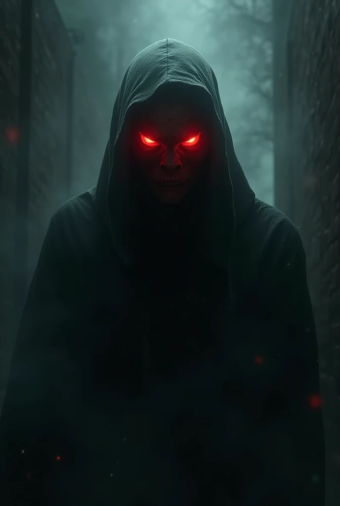 A being of.red eyes in the dark watching