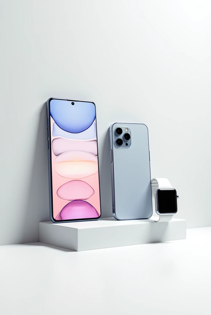 smartphones iPhone 15 ,samsung s23, smart watch with white back background