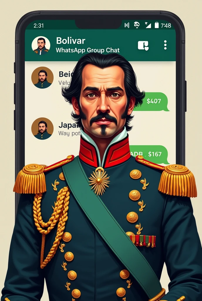 Make Simon Bolivar by adding people to a WhatsApp group with a cell phone 