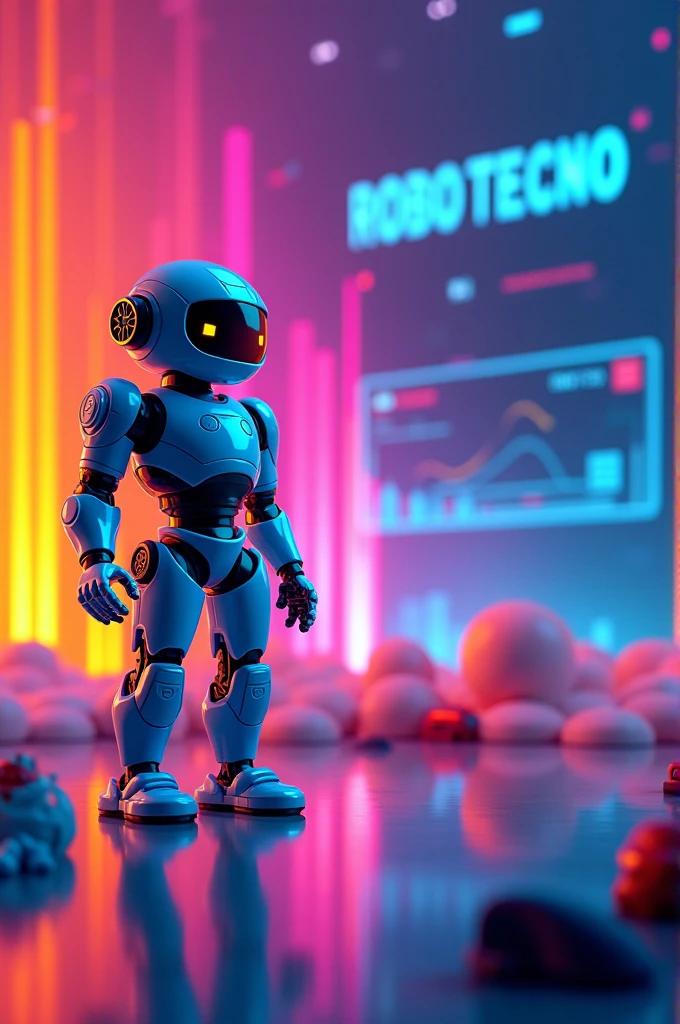 In horizontal format create exhibitor certificate at the Departmental Educational Technology Meeting 2024., "Robotecno". vibrant colors. robot, programming, LEGO