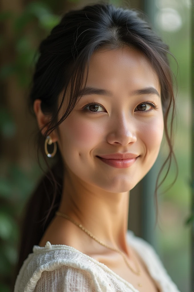 A woman with hearing aids