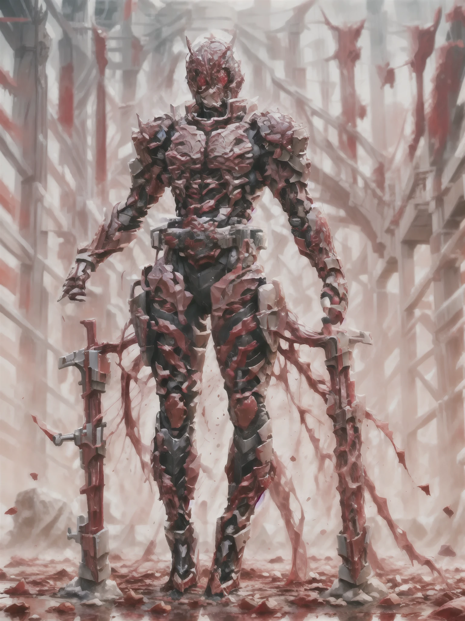 (extremely detailed CG), (best quality), 1boy, male focus, Faiz,black footwear, boots,black bodysuit, (rider belt:1), gloves, ,(armor:1), bodysuit,night, smile, standing, hands on hips,looking at viewer,helmet,mask, squatting,