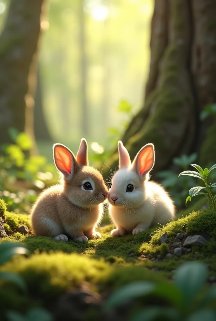 baby dwarf rabbits in the forest