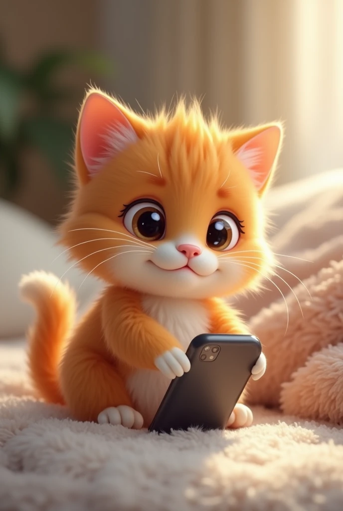 Cute cat with iPhone