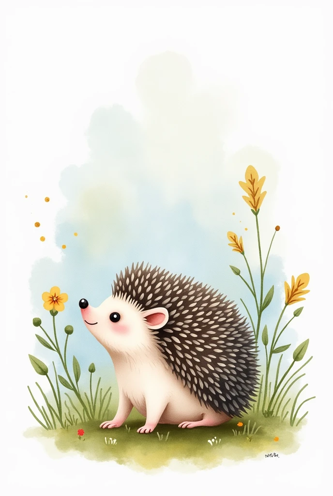 Watercolor style hedgehog、