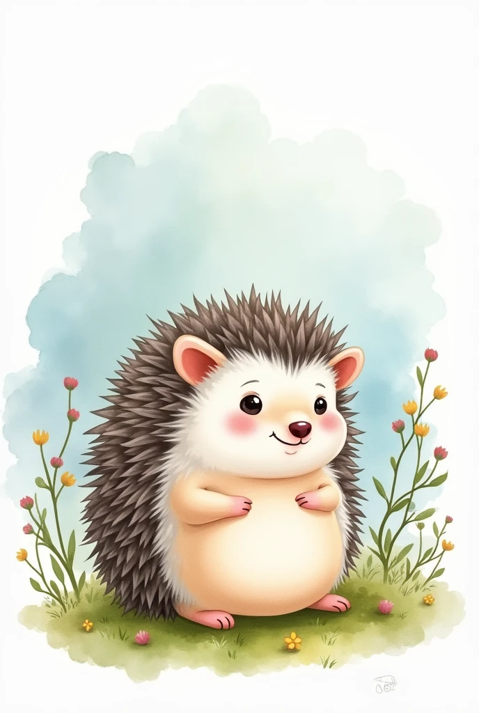 Watercolor style hedgehog、