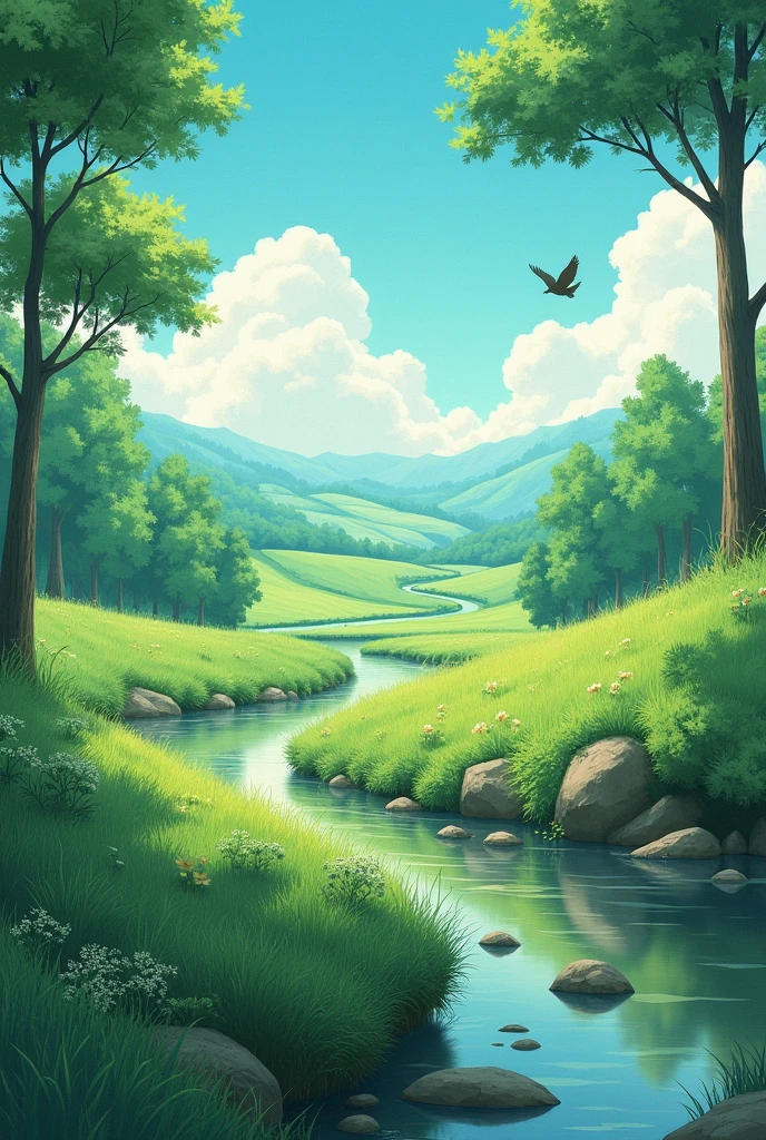 Landscape with Nature, paisaje, retro, アニメ, warm colours