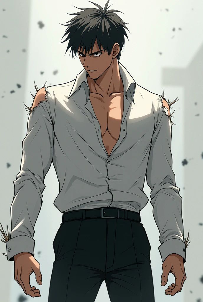 Animation of white suiter black pants torn torn men