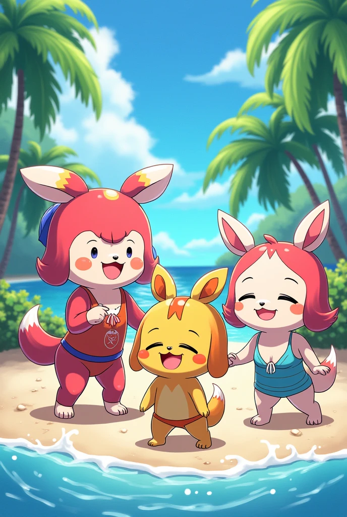 Emikukis in swimsuits