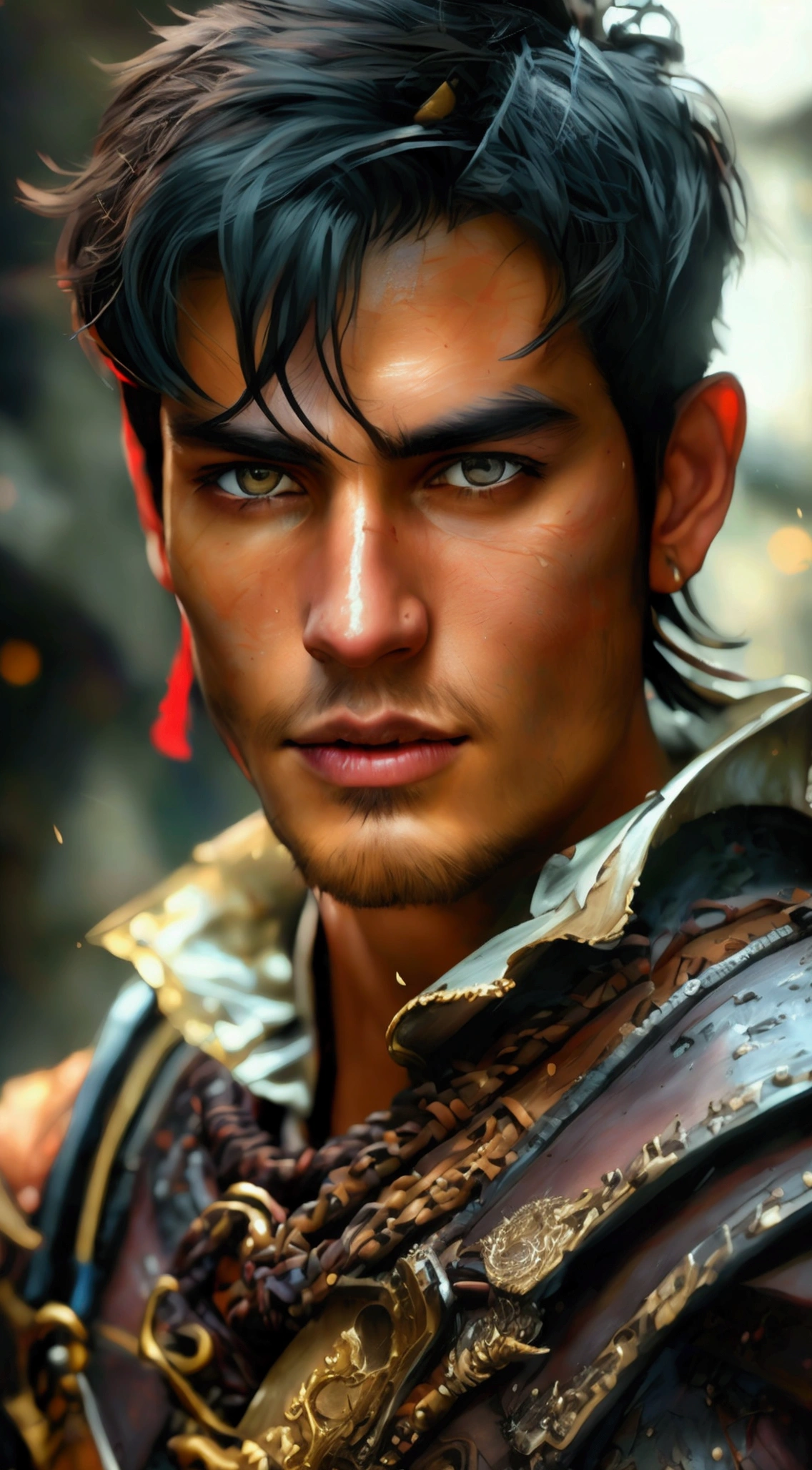 (rogue swashbuckler:1.2) wearing multiple layer (leather armor:1.2), (insanely detailed:1.5), ((solo)), (highest quality, Alessandro Casagrande, Greg Rutkowski, Sally Mann, concept art, 4k), (colourful), (high sharpness), ((detailed pupils)), ((painting:1.1)), (digital painting:1.1), detailed face and eyes,Masterpiece, best quality, highly detailed photo:1, 8k, detailed face,photorealistic, ((20yo male:1.1)),By jeremy mann, by sandra chevrier, by maciej kuciara, ((samurai)), sharp, realistic, real shadow, 3d, ((white shirt)), ((full body)), ((city background)), (by Michelangelo), fluid photography, gothcore, rudolph belarski, close - up, carl holsoe, 8k resolution