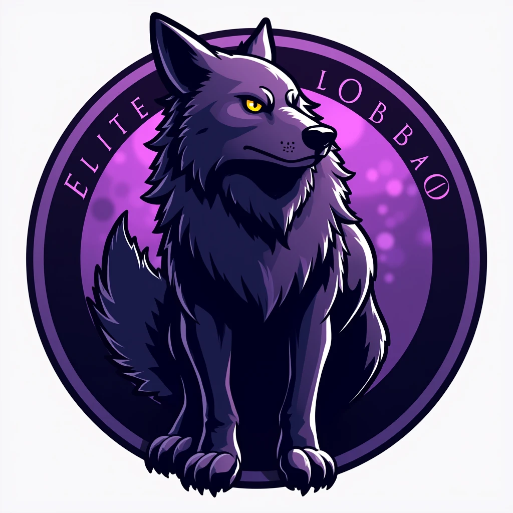 Logo of a team called "Elite Lobo" highlighting the purple color and being in a circumference