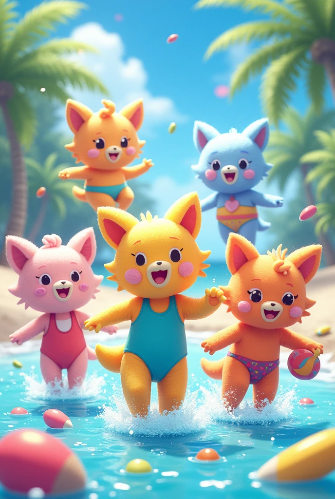 Emikukis in swimsuits