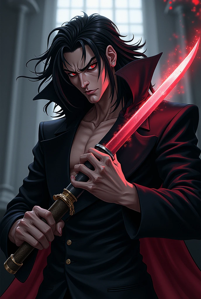 make a man with the features of the Jojo Vampire anime with a knife kit