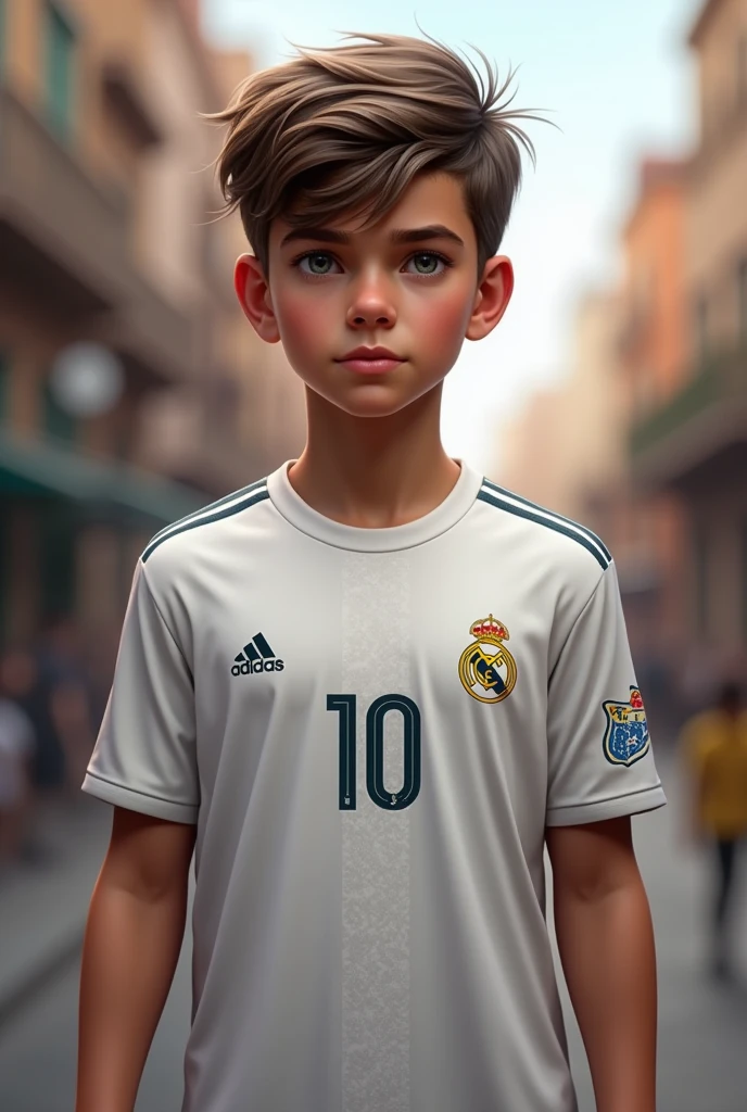 Boy wearing a Real Madrid shirt named Christian number 10