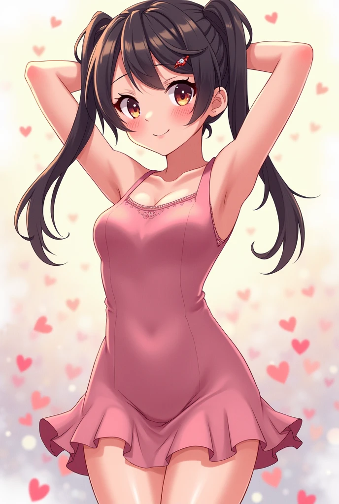 Anime girl with pigtails and open legs