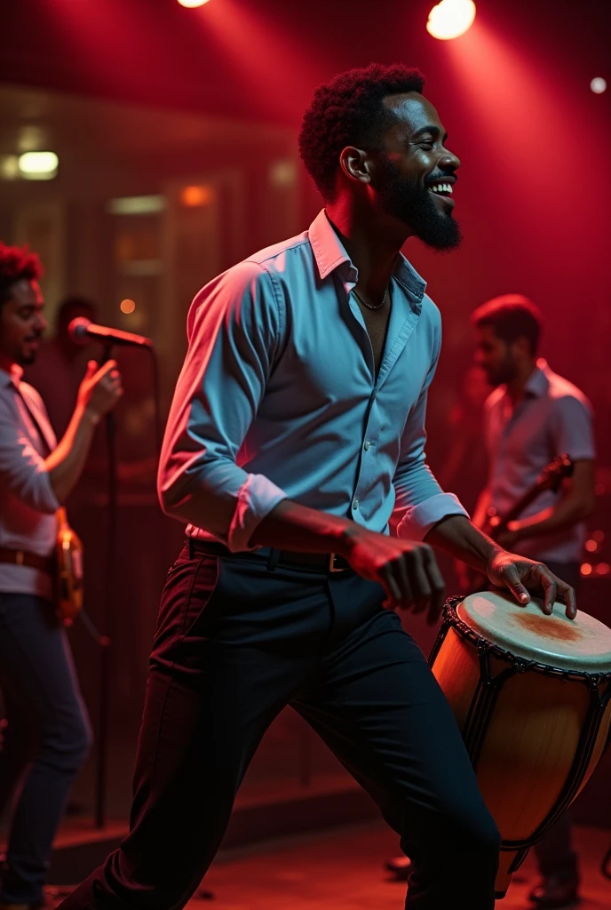 Stylish black man playing pagode