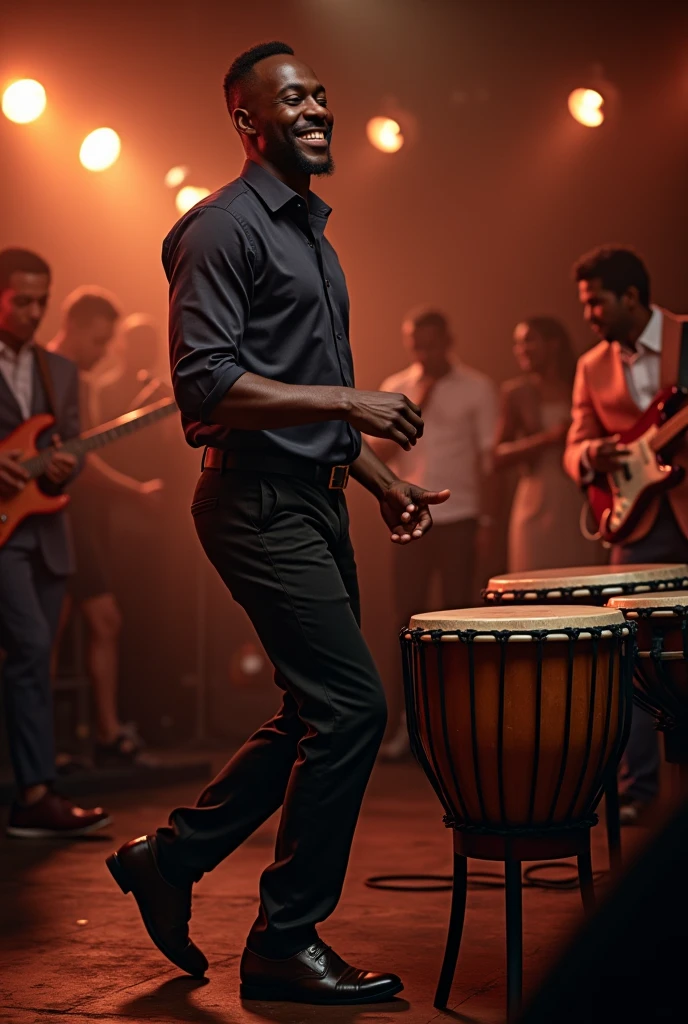 Stylish black man playing pagode