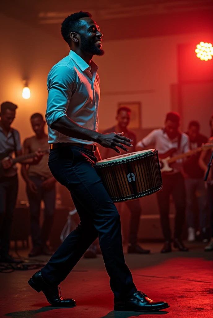 Stylish black man playing pagode