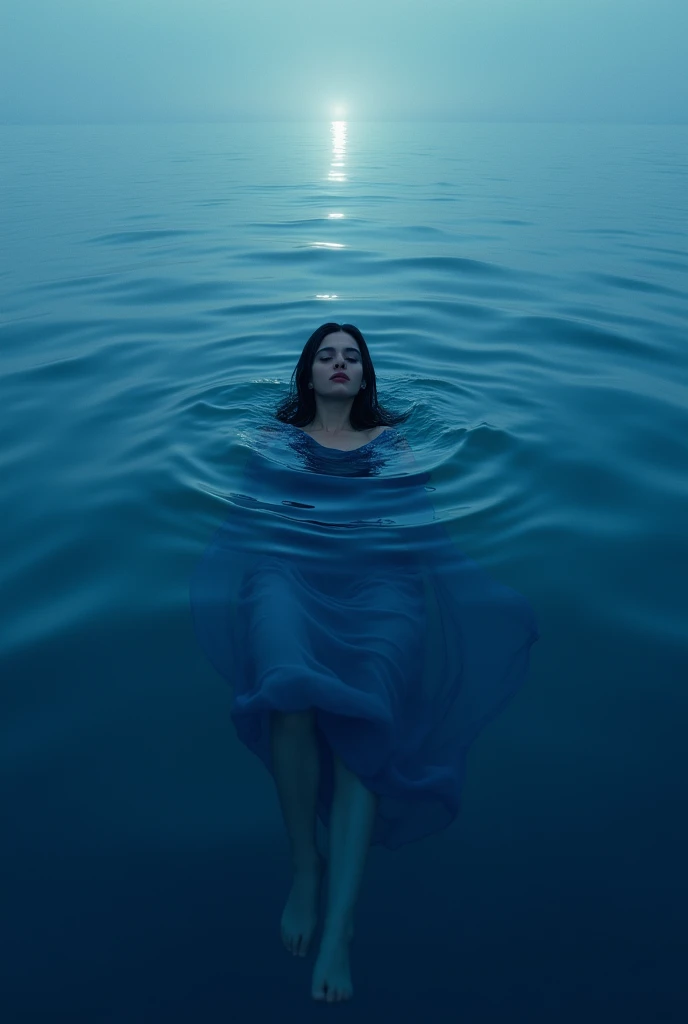 black and white closeup photo RAW, an ethereal scene with a 28 yr old woman in white dress submerged in water, surrounded by floating flowers, blurring the lines between reality and fantasy. closed eyes