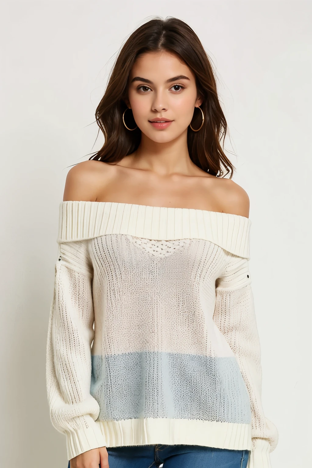 ((best quality)), ((masterpiece)), (detailed), 1girl, off-shoulder sweater,