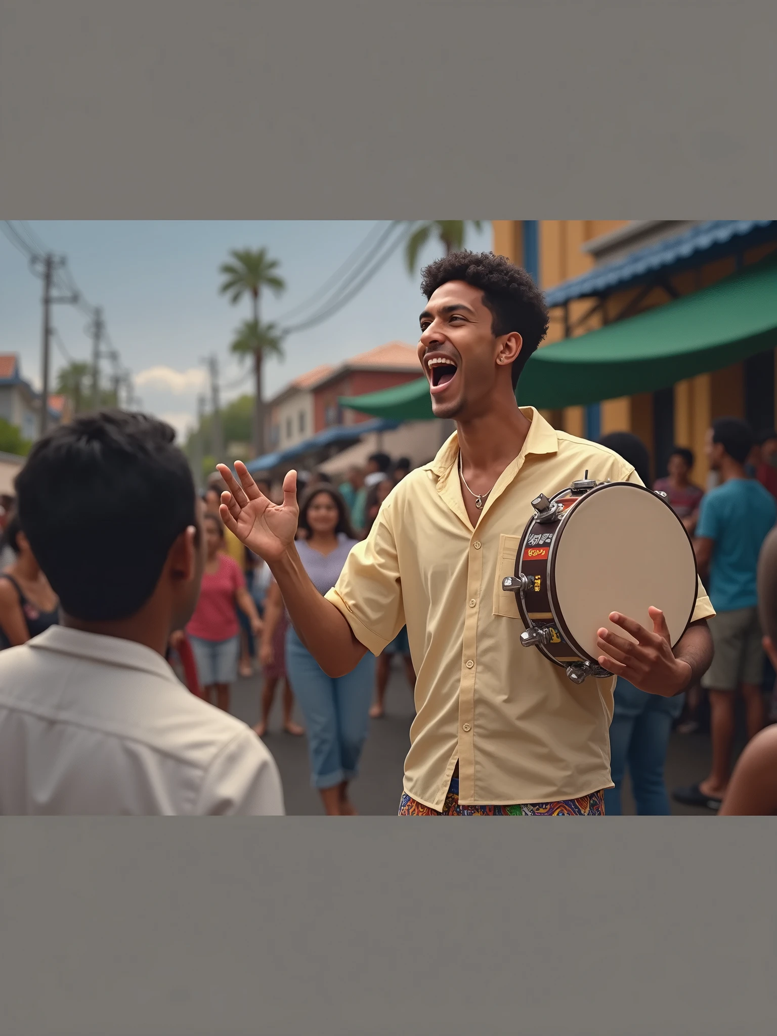Playing pagode with a Brazilian tambourine