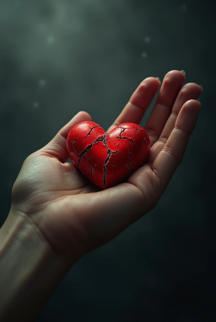 Broken heart in hand