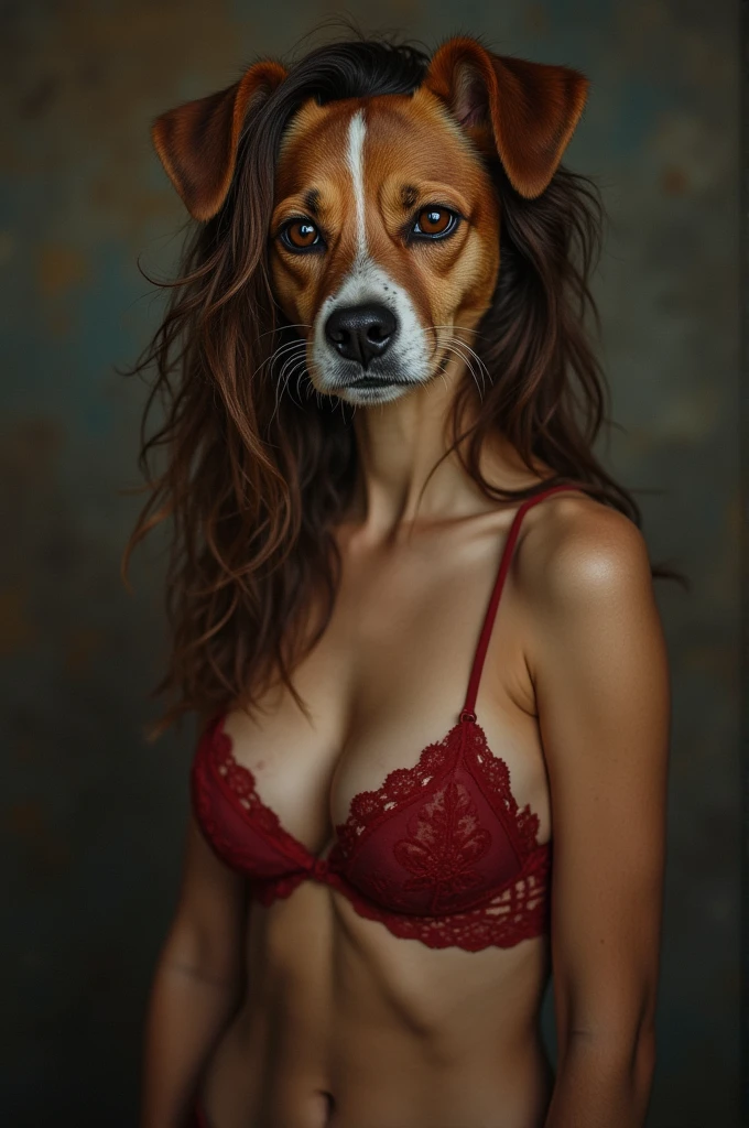 RAW Photo, portrait, Czech woman, 22 years old, shoulder-length hair, mid transformation, partial transformation, canine, labrador, (brown fur, fur on face, fur on arms, thick fur, fur growth:1.3), furry breasts, cupping breasts, flirty smile, looking at viewer, bedroom eyes, luscious lips,
BREAK, 8k, hi res, 40mm lens, (Best quality, masterpiece:1.2), romantic atmosphere, evening, cinematic,