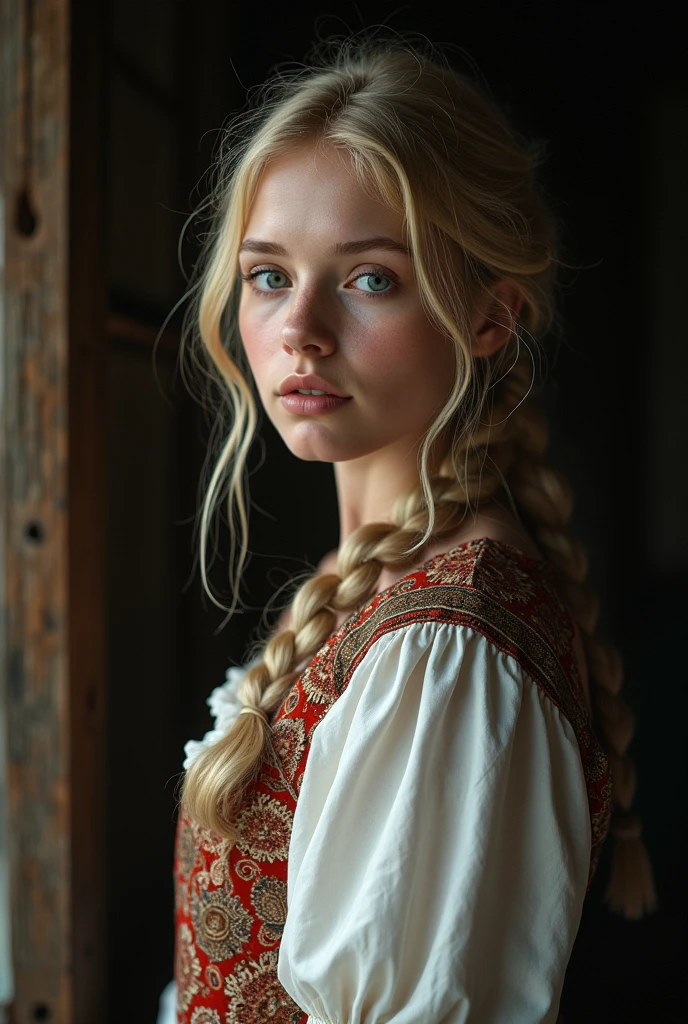 historical setting, bright piercing eyes, , breathtaking Natalie Shau style portrait , 8K, beautiful Estonian peasant bride , folk dress, traditional wedding attire, poor, hungry expression, poor, village wedding, , alluring, innocent, blonde hair, , pale skin, night, low light, sharp focus, studio photo, intricate details, highly detailed,, chin up, looking down,
vignette, highly detailed, bokeh, moody, epic, gorgeous, film grain, grainy