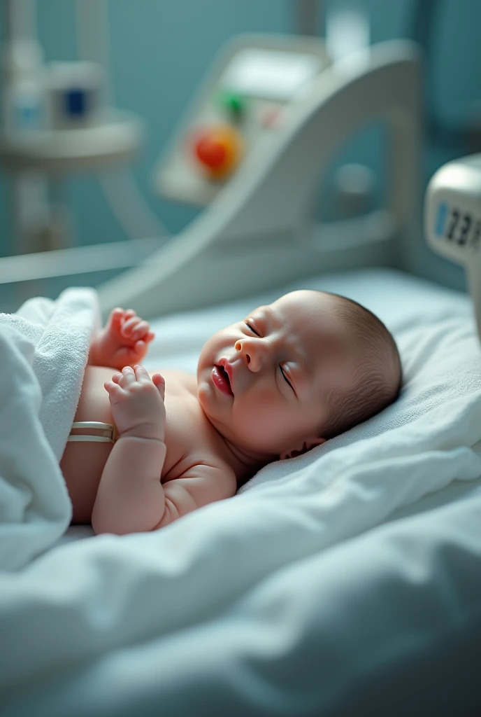 Generate me an image of a  in a hospital setting, or images of a premature baby or one  a genetic condition.