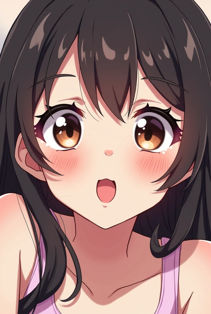 Create an anime girl with a cute ahegao face