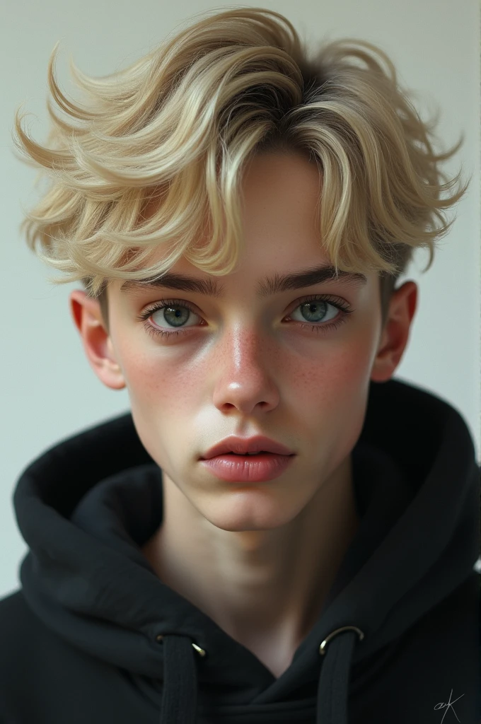 A blond man with black eyes teenager
