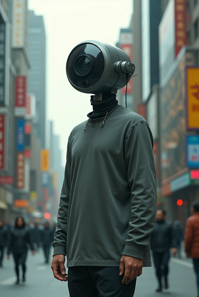 Generates a man with a surveillance camera head