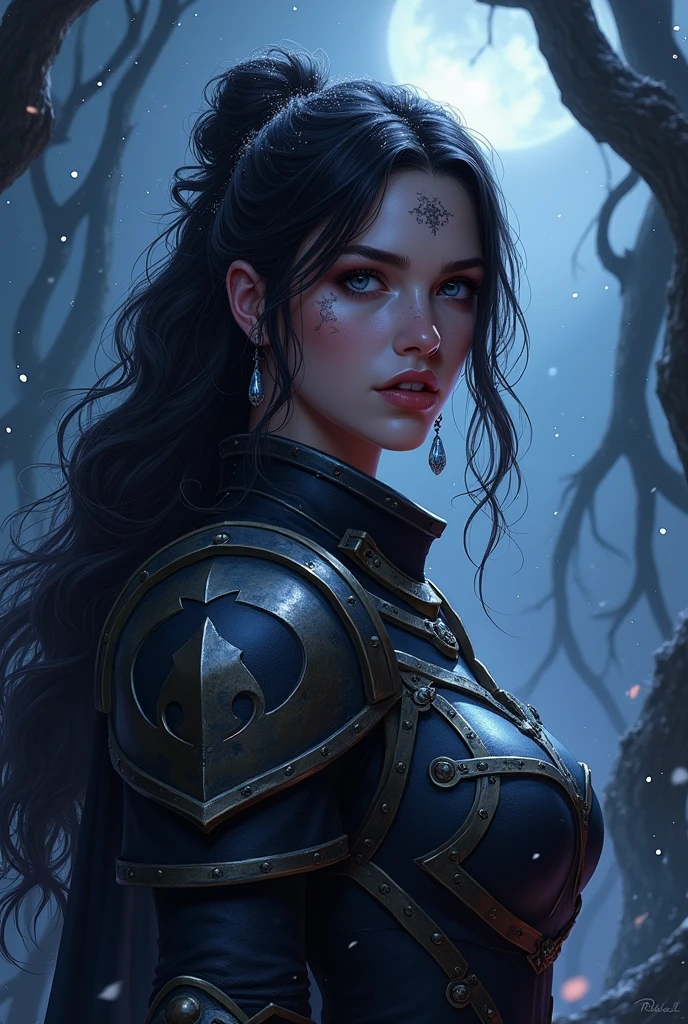 portrait of one young woman, dark hair , detailed eyes , fantasy, dnd, dramatic lighting, illustration by Akihiko Yoshida, Greg Rutkowski, 4k, digital art, concept art, trending on artstation