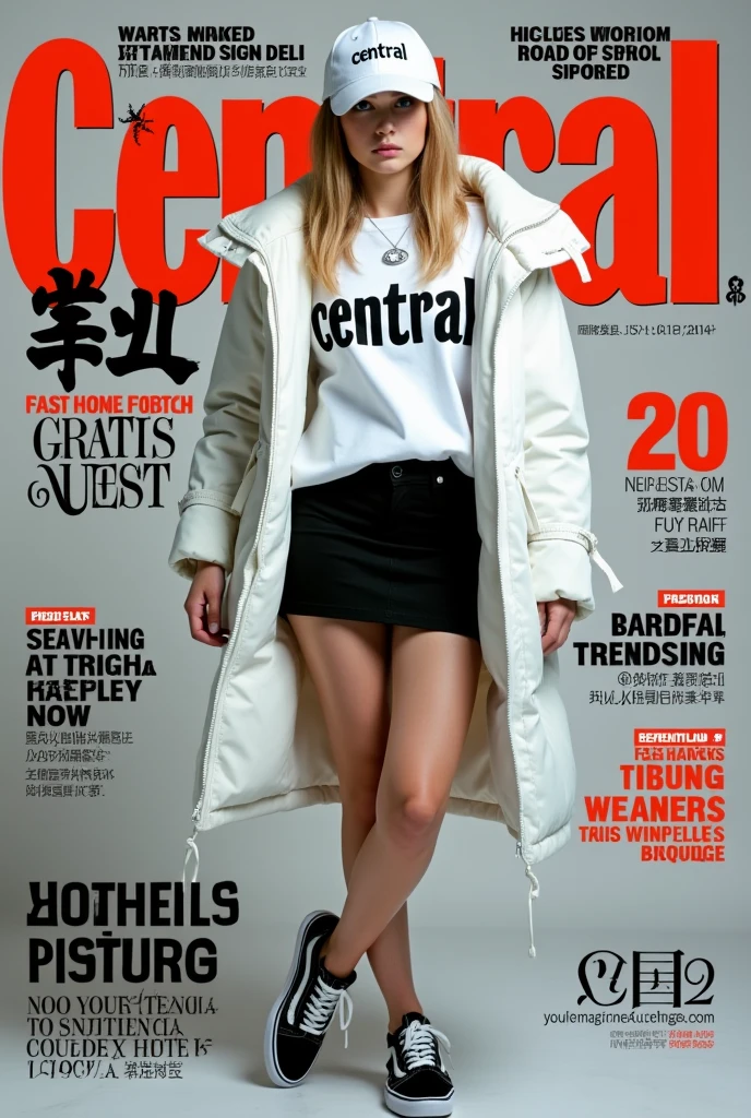 MagazineCover,virginKiller sweater, Side Chest, (Sleeveless:1.2), Chopping_cut out,{{German girls 18 to 22 years old}}, beautiful looking german girl,blue eyes or green eyes,Platinum Blonde Hair Color), Nordic German girl,