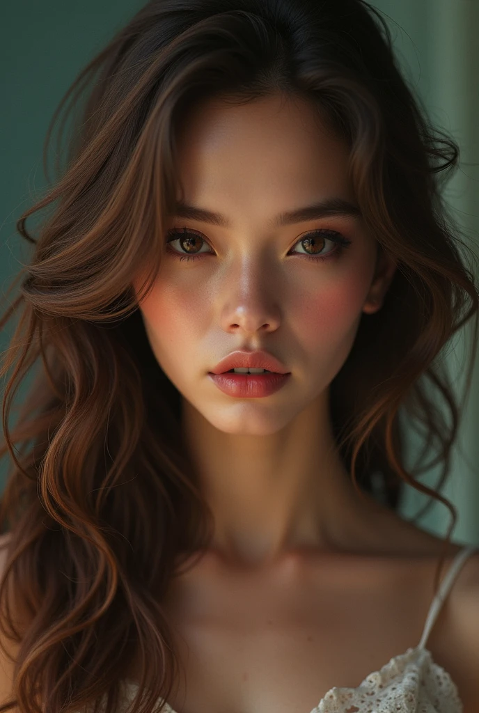 alicia ginga,1 girl,standing,long hair,upper body,brown hair,detailed face,beautiful detailed eyes,beautiful detailed lips,extremely detailed eyes and face,longeyelashes,detailed clothing,medium:digital painting,hyper realistic,photorealistic,highly detailed,intricate details,vibrant colors,dramatic lighting,cinematic composition,masterpiece,(best quality,4k,8k,highres,masterpiece:1.2),ultra-detailed,(realistic,photorealistic,photo-realistic:1.37)