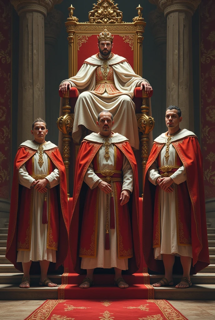 Create an image like a graph or chart that shows the king in power, three princes below and further below the satraps